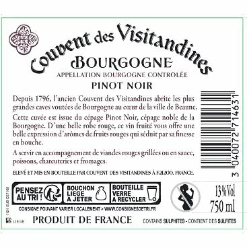 Coupon ???? Couvent des Visitandines, 2020 - Bourgogne Pinot Noir AOP - Rouge - 75 cl ???? 4 Coupon ???? Couvent des Visitandines, 2020 - Bourgogne Pinot Noir AOP - Rouge - 75 cl ???? – Image 2