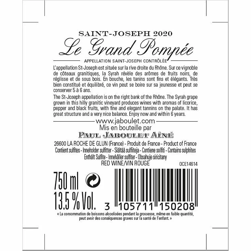 Budget ❤️ Paul Jaboulet Aîné Le Grand Pompée, 2020 - Saint-Joseph AOP - Rouge - 75 cl ???? 4 Budget ❤️ Paul Jaboulet Aîné Le Grand Pompée, 2020 - Saint-Joseph AOP - Rouge - 75 cl ???? – Image 2
