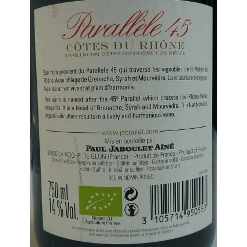 Budget ???? Maison Paul Jaboulet Aîné Parallèle 45 BIO, 2020 - Côtes du Rhône AOP - Rouge - 75 cl ???? 4 Budget ???? Maison Paul Jaboulet Aîné Parallèle 45 BIO, 2020 - Côtes du Rhône AOP - Rouge - 75 cl ???? – Image 2
