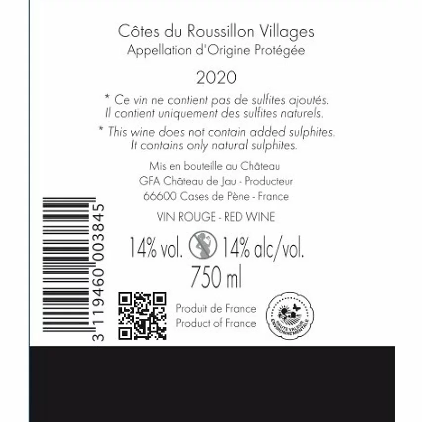 Remise ???? Château de Jau sans sulfites ajoutés, 2020 - Côtes-du-Roussillon-Villages AOP - Rouge - 75 cl ???? 4 Remise ???? Château de Jau sans sulfites ajoutés, 2020 - Côtes-du-Roussillon-Villages AOP - Rouge - 75 cl ???? – Image 2
