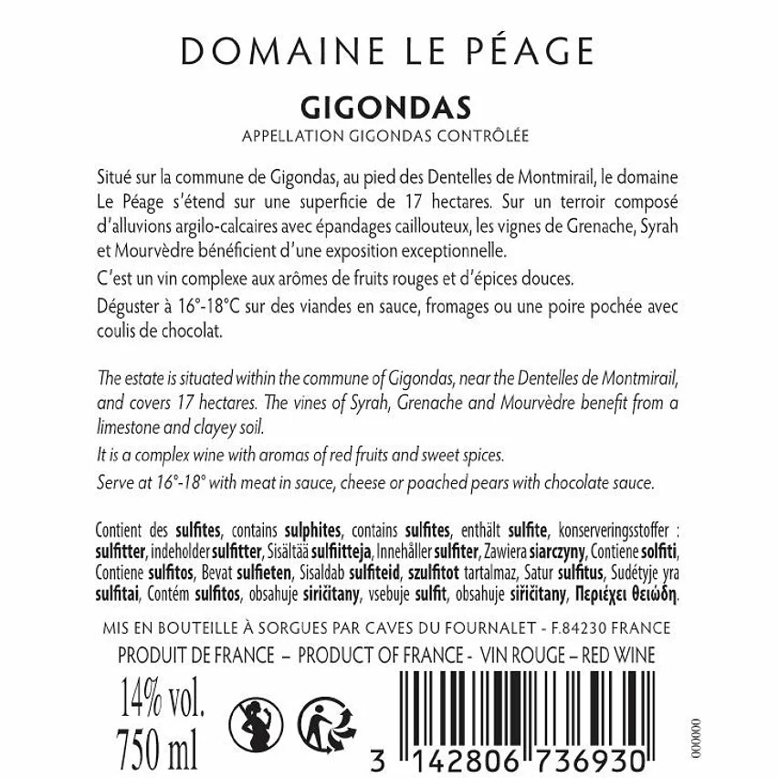 Meilleur prix ❤️ Domaine Le Peage, 2021 - Gigondas AOP - Rouge - 75 cl ???? 4 Meilleur prix ❤️ Domaine Le Peage, 2021 - Gigondas AOP - Rouge - 75 cl ???? – Image 2