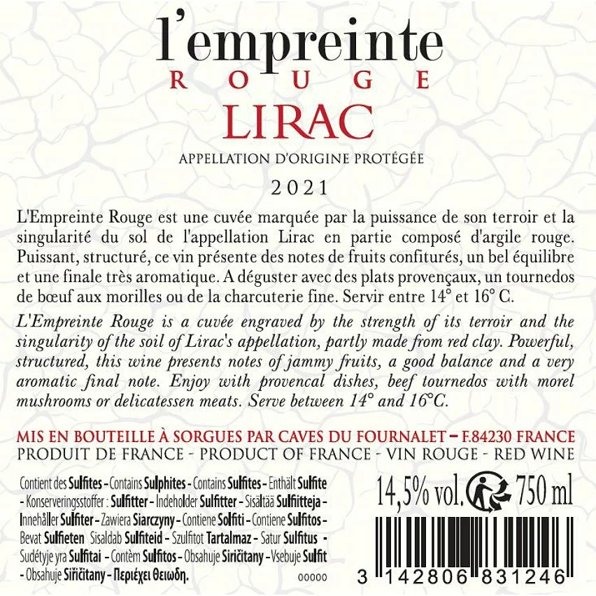 Le moins cher ???? Empreinte, 2021 - Lirac AOP - Rouge - 75 cl ???? 4 Le moins cher ???? Empreinte, 2021 - Lirac AOP - Rouge - 75 cl ???? – Image 2