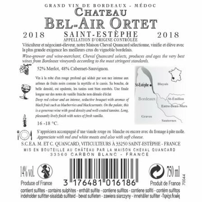Coupon ???? Château Bel-Air Ortet, 2018 - Saint-Estèphe A.O.C. - Rouge - 75 cl ???? 4 Coupon ???? Château Bel-Air Ortet, 2018 - Saint-Estèphe A.O.C. - Rouge - 75 cl ???? – Image 2