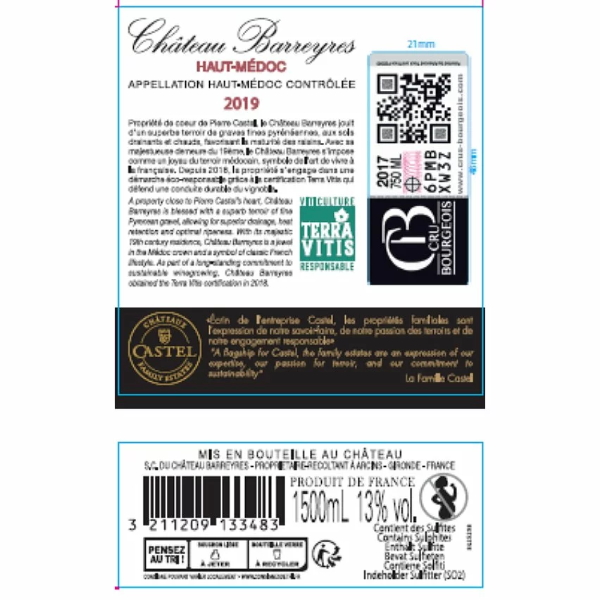 Tout neuf ???? Magnum Château Barreyres, 2019 - Haut-Médoc AOP - Rouge - 1.5 L ???? 4 Tout neuf ???? Magnum Château Barreyres, 2019 - Haut-Médoc AOP - Rouge - 1.5 L ???? – Image 2