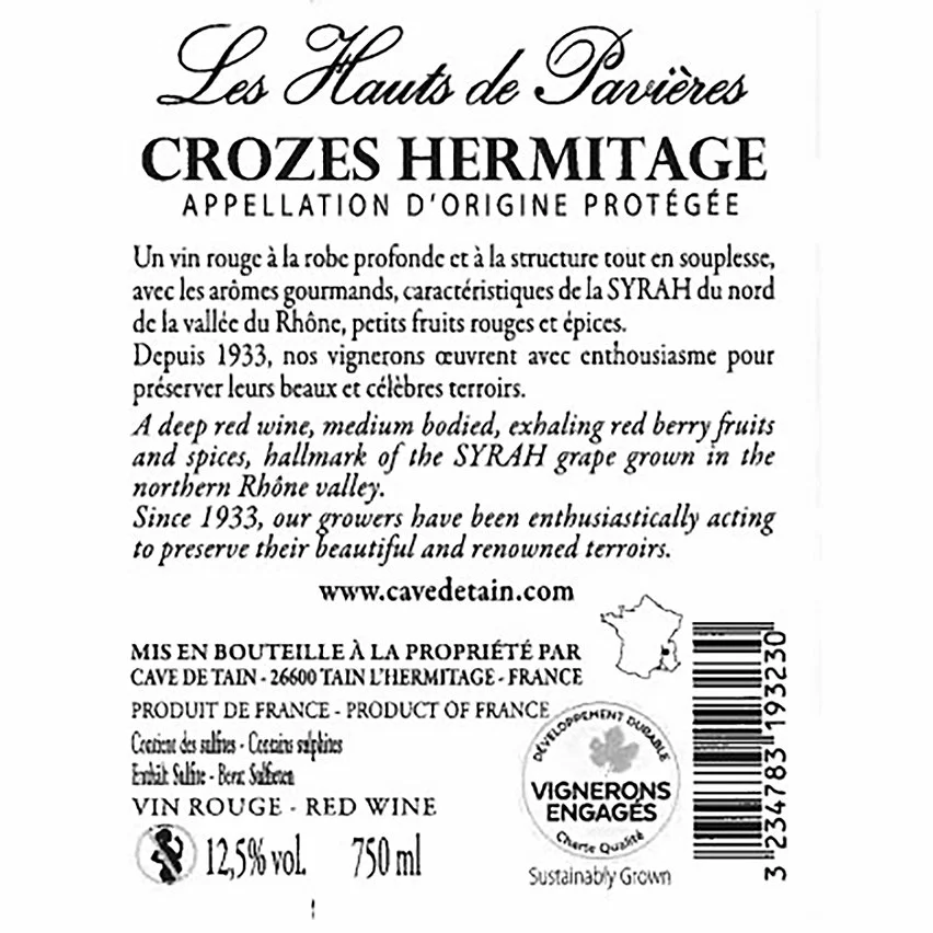 Grosses soldes ???? Cave de Tain Les Hauts de Pavières, 2021 - Crozes-Hermitage AOP - Rouge - 75 cl ⌛ 4 Grosses soldes ???? Cave de Tain Les Hauts de Pavières, 2021 - Crozes-Hermitage AOP - Rouge - 75 cl ⌛ – Image 2