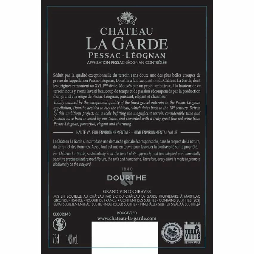 Grosses soldes ⌛ Château La Garde, 2020 - Pessac-Léognan AOP - Rouge - 75 cl ???? 4 Grosses soldes ⌛ Château La Garde, 2020 - Pessac-Léognan AOP - Rouge - 75 cl ???? – Image 2
