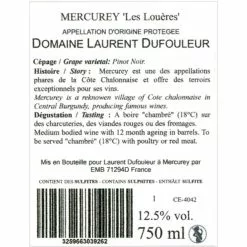 Nouveau ???? Domaine Laurent Dufouleur Les Louères, 2021 - Mercurey AOP - Rouge - 75 cl ???? 6 Nouveau ???? Domaine Laurent Dufouleur Les Louères, 2021 - Mercurey AOP - Rouge - 75 cl ???? -Vins Rouges Soldes 3259663039262 2