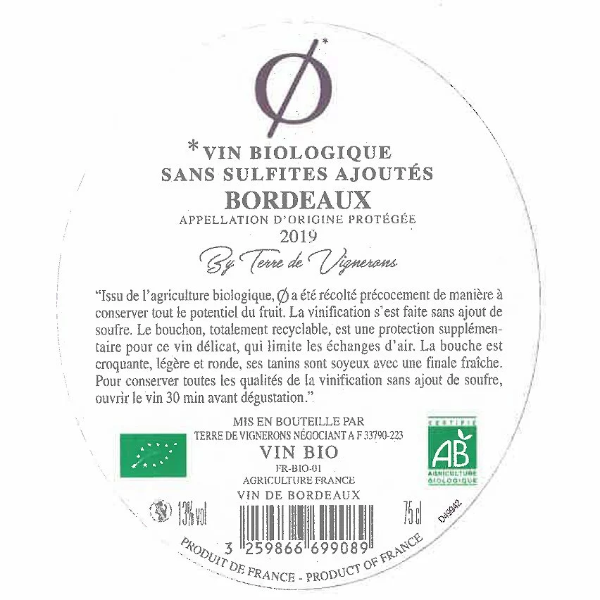 Coupon ???? Ø by Terre de Vignerons BIO, 2019 - Bordeaux AOP - Rouge - 75 cl ???? 4 Coupon ???? Ø by Terre de Vignerons BIO, 2019 - Bordeaux AOP - Rouge - 75 cl ???? – Image 2