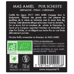 Remise ???? Mas Amiel Pur Schiste BIO, 2020 - Côtes-du-Roussillon AOP - Rouge - 75 cl ???? 5 Remise ???? Mas Amiel Pur Schiste BIO, 2020 - Côtes-du-Roussillon AOP - Rouge - 75 cl ???? -Vins Rouges Soldes 3281540120268 2 1