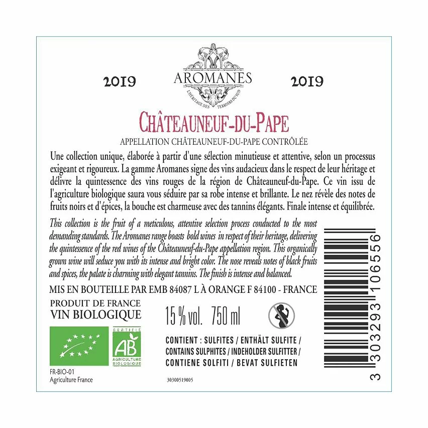 Le moins cher ???? Aromanes BIO, 2019 - Châteauneuf-du-Pape AOP - Rouge - 75 cl ???? 4 Le moins cher ???? Aromanes BIO, 2019 - Châteauneuf-du-Pape AOP - Rouge - 75 cl ???? – Image 2