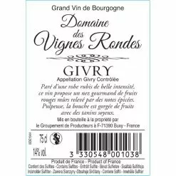 De gros ???? Domaine des Vignes Rondes, 2019 - Givry AOP - Rouge - 75 cl ???? 5 De gros ???? Domaine des Vignes Rondes, 2019 - Givry AOP - Rouge - 75 cl ???? -Vins Rouges Soldes 3330548001038 2