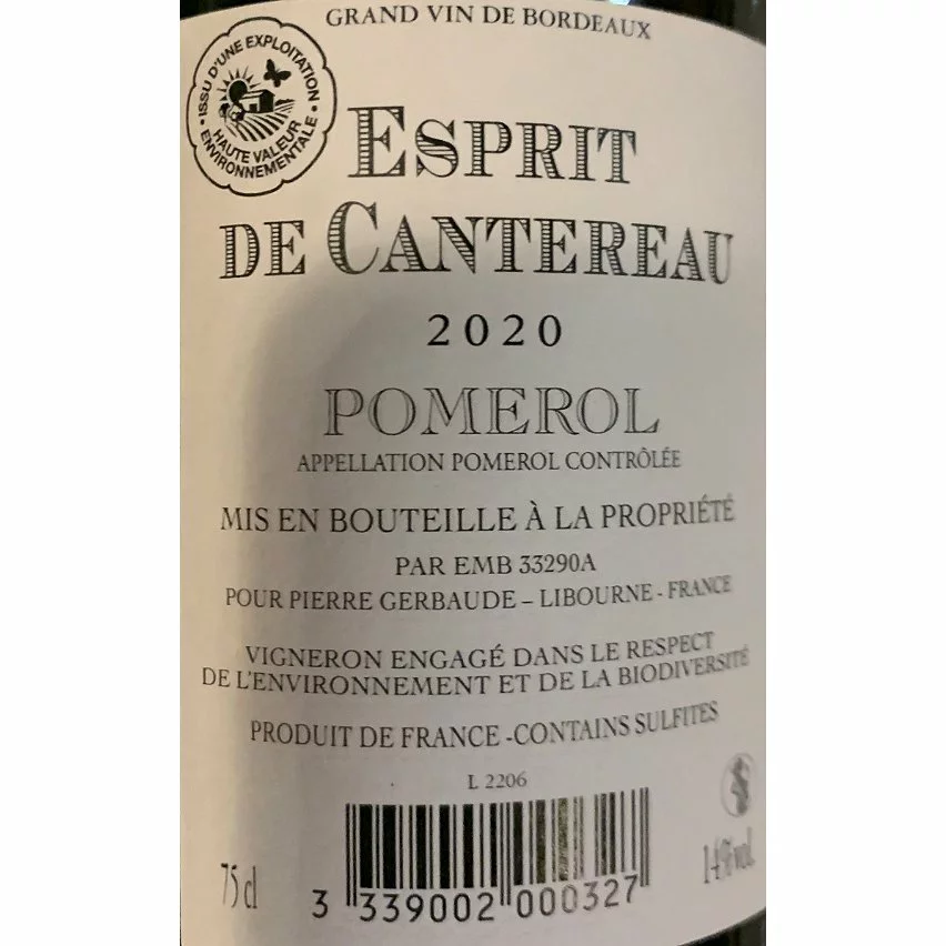 Remise ???? Esprit De Cantereau, 2020 - Pomerol AOP - Rouge - 75 cl ???? 4 Remise ???? Esprit De Cantereau, 2020 - Pomerol AOP - Rouge - 75 cl ???? – Image 2