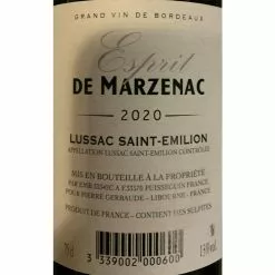 Offres ???? Esprit De Marzenac, 2020 - Lussac-Saint-Emilion AOP - Rouge - 75 cl ⌛ 6 Offres ???? Esprit De Marzenac, 2020 - Lussac-Saint-Emilion AOP - Rouge - 75 cl ⌛ -Vins Rouges Soldes 3339002000600 2