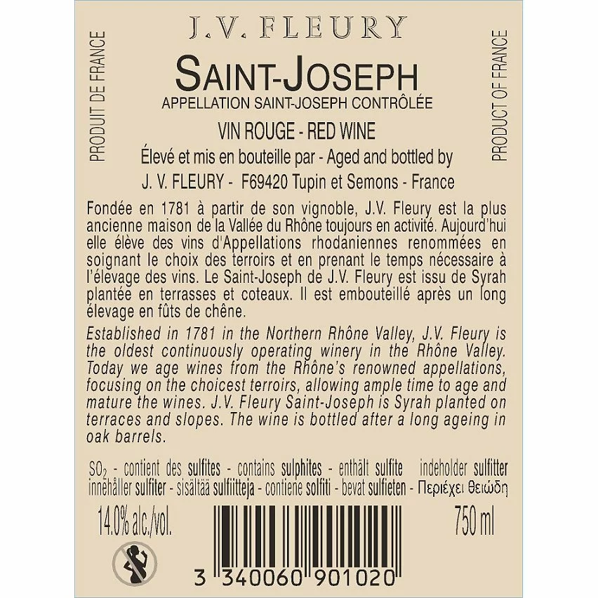 Tout neuf ???? J. V. Fleury, 2019 - Saint-Joseph AOP - Rouge - 75 cl ???? 4 Tout neuf ???? J. V. Fleury, 2019 - Saint-Joseph AOP - Rouge - 75 cl ???? – Image 2