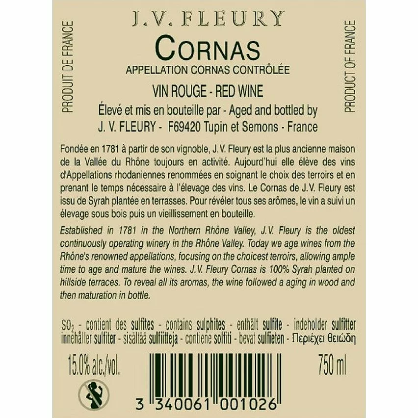 Meilleure affaire ???? J. V. Fleury, 2019 - Cornas AOP - Rouge - 75 cl ???? 4 Meilleure affaire ???? J. V. Fleury, 2019 - Cornas AOP - Rouge - 75 cl ???? – Image 2