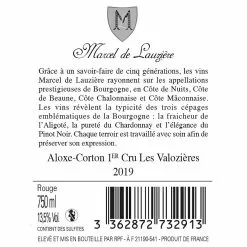 Meilleure vente ✔️ Marcel de Lauzière Les Valozières, 2019 - Aloxe Corton AOP - Rouge - 75 cl ⭐ 6 Meilleure vente ✔️ Marcel de Lauzière Les Valozières, 2019 - Aloxe Corton AOP - Rouge - 75 cl ⭐ -Vins Rouges Soldes 3362872732913 2