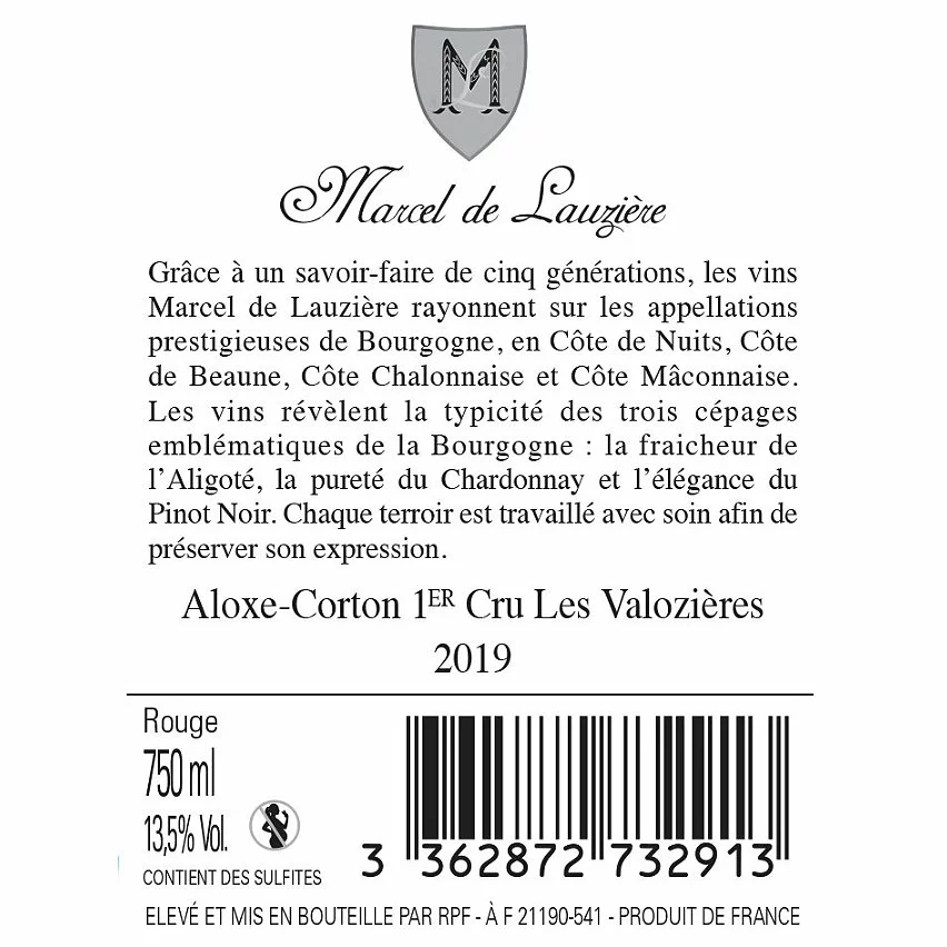 Meilleure vente ✔️ Marcel de Lauzière Les Valozières, 2019 - Aloxe Corton AOP - Rouge - 75 cl ⭐ 4 Meilleure vente ✔️ Marcel de Lauzière Les Valozières, 2019 - Aloxe Corton AOP - Rouge - 75 cl ⭐ – Image 2