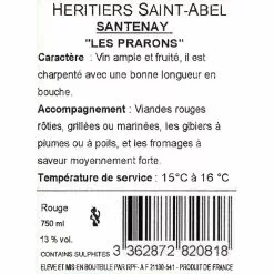 Promo ???? Héritiers Saint-Abel Prarons, 2018 - Santenay A.O.P. - Rouge - 75 cl ???? 5 Promo ???? Héritiers Saint-Abel Prarons, 2018 - Santenay A.O.P. - Rouge - 75 cl ???? -Vins Rouges Soldes 3362872820818 2