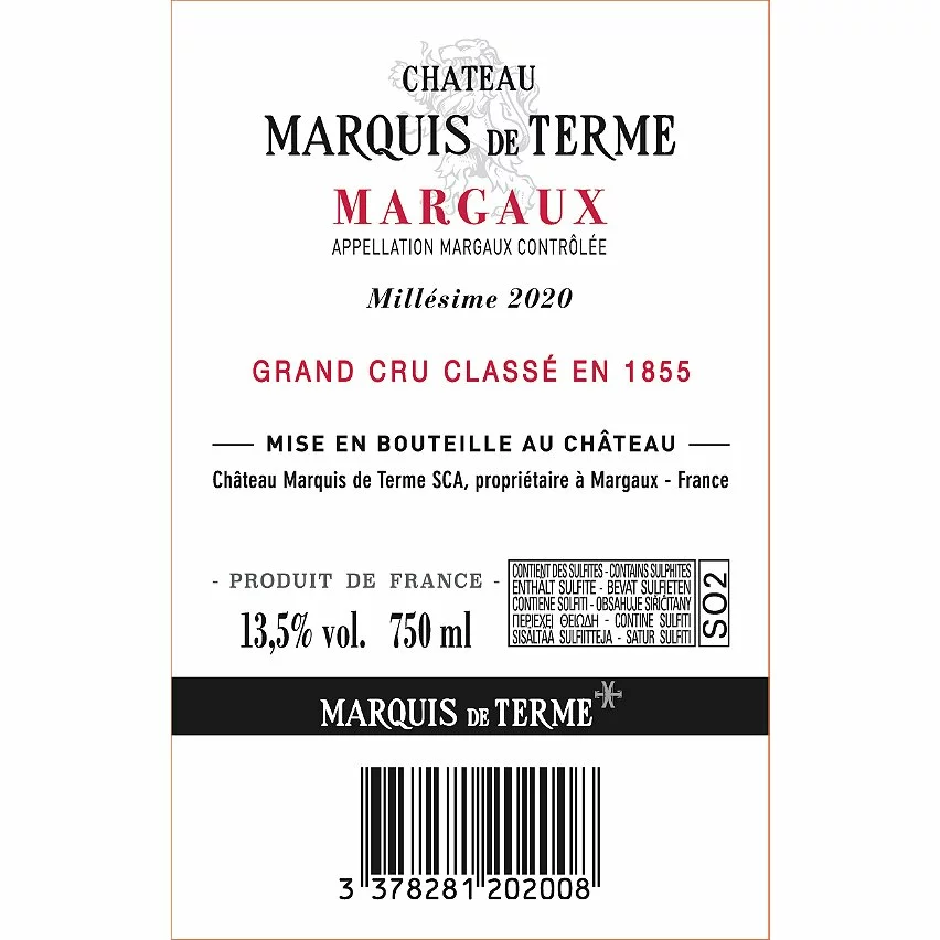 Budget ???? Château Marquis de Terme, 2020 - Margaux AOP - Rouge - 75 cl ✨ 4 Budget ???? Château Marquis de Terme, 2020 - Margaux AOP - Rouge - 75 cl ✨ – Image 2