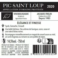 Promo ???? Jacques Frelin BIO, 2020 - Pic-Saint-Loup AOP - Rouge - 75 cl ???? 6 Promo ???? Jacques Frelin BIO, 2020 - Pic-Saint-Loup AOP - Rouge - 75 cl ???? -Vins Rouges Soldes 3380330005324 2