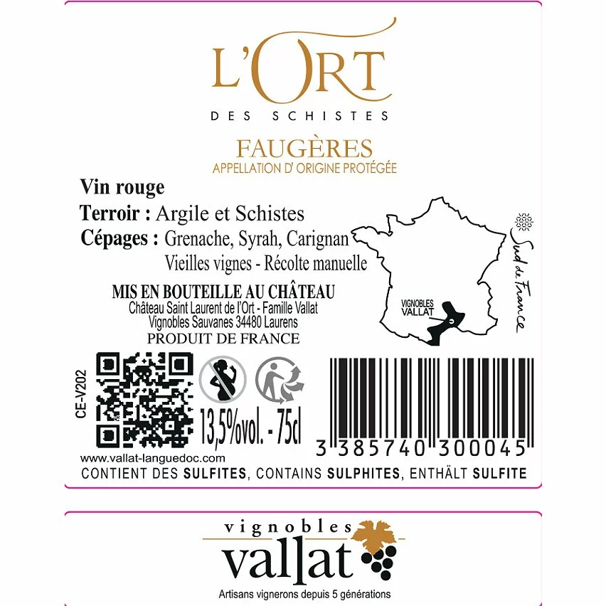 Remise ✔️ L'Ort des Schistes, 2020 - Faugères AOP - Rouge - 75 cl ???? 4 Remise ✔️ L'Ort des Schistes, 2020 - Faugères AOP - Rouge - 75 cl ???? – Image 2