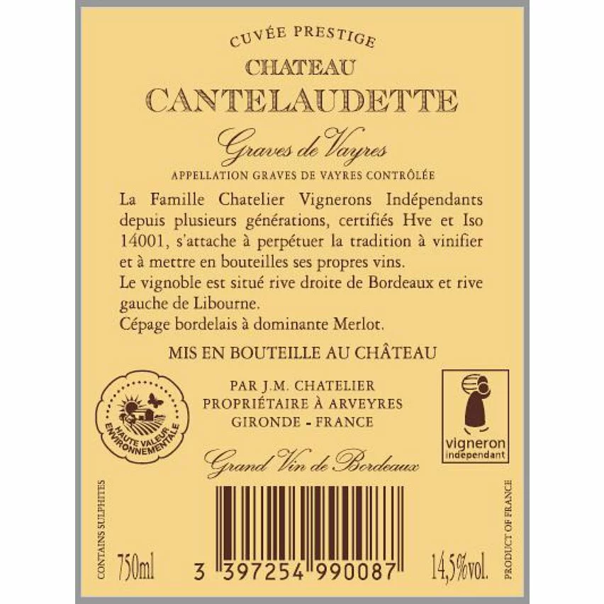 Remise ???? Château Cantelaudette Cuvée Prestige, 2020 - Graves de Vayres AOP - Rouge - 75 cl ???? 4 Remise ???? Château Cantelaudette Cuvée Prestige, 2020 - Graves de Vayres AOP - Rouge - 75 cl ???? – Image 2