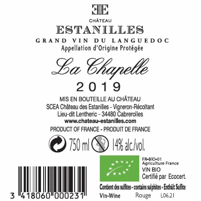 Offres ???? Château Estanilles La Chapelle BIO, 2019 - Faugères AOP - Rouge - 75 cl ???? 4 Offres ???? Château Estanilles La Chapelle BIO, 2019 - Faugères AOP - Rouge - 75 cl ???? – Image 2