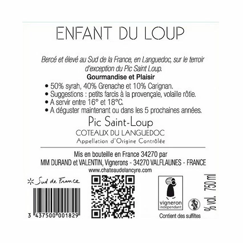 Meilleur prix ???? Château de Lancyre Enfant du Loup, 2019 - Pic-Saint-Loup AOP - Rouge - 75 cl ???? 4 Meilleur prix ???? Château de Lancyre Enfant du Loup, 2019 - Pic-Saint-Loup AOP - Rouge - 75 cl ???? – Image 2