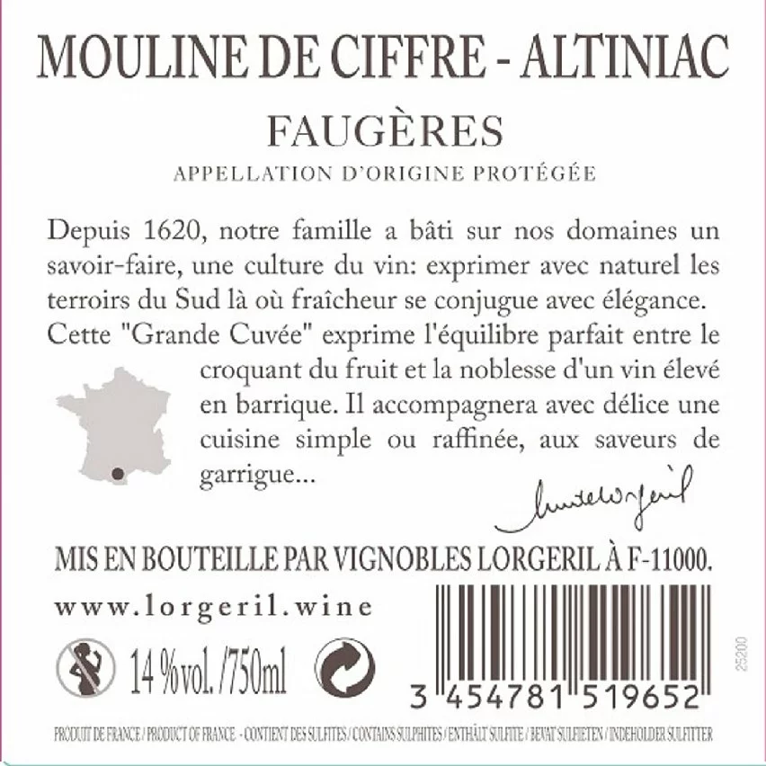 Bon marché ???? Mouline de Ciffre Altiniac Grande Cuvée, 2018 - Faugères AOP - Rouge - 75 cl ???? 4 Bon marché ???? Mouline de Ciffre Altiniac Grande Cuvée, 2018 - Faugères AOP - Rouge - 75 cl ???? – Image 2