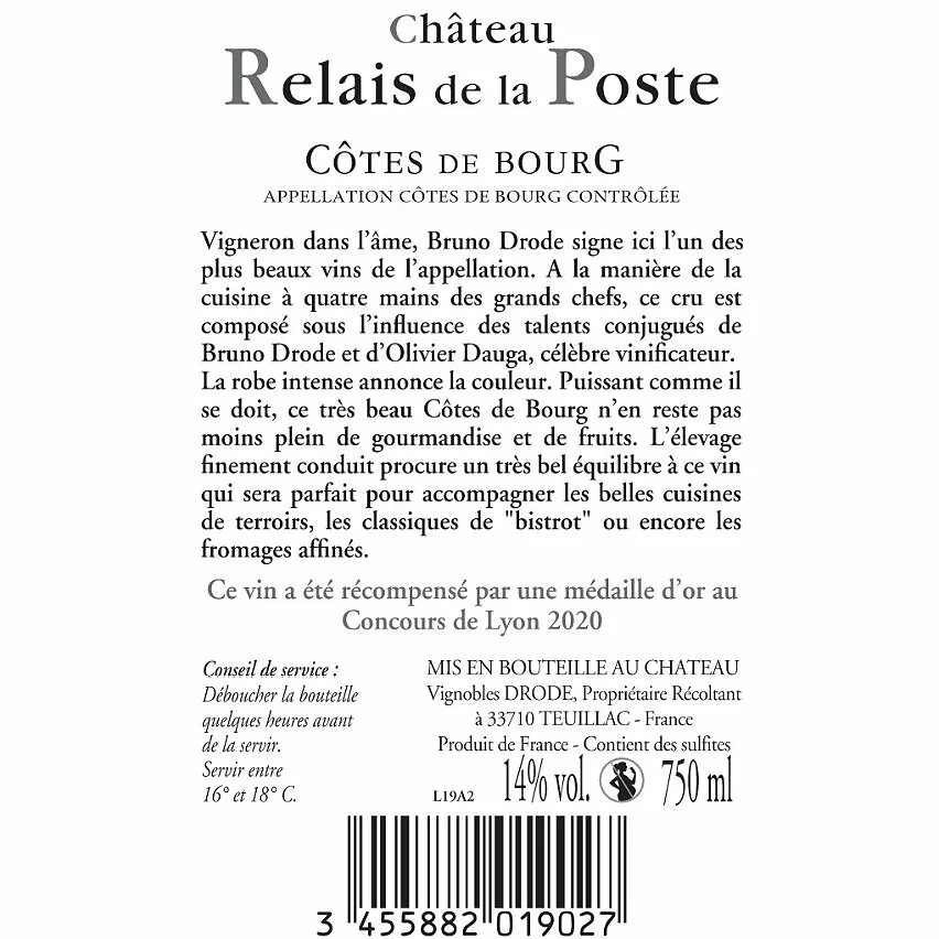 Top 10 ???? Château Relais de la Poste, 2019 - Côtes de Bourg AOP - Rouge - 75 cl ???? 4 Top 10 ???? Château Relais de la Poste, 2019 - Côtes de Bourg AOP - Rouge - 75 cl ???? – Image 2