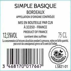 Grosses soldes ???? Simple Basique, 2021 - Bordeaux AOP - Rouge - 75 cl ???? 6 Grosses soldes ???? Simple Basique, 2021 - Bordeaux AOP - Rouge - 75 cl ???? -Vins Rouges Soldes 3468170017667 2