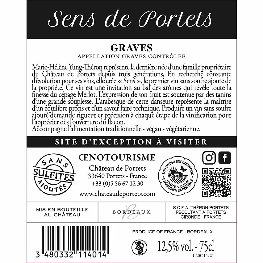 De gros ???? Sens de Portets, 2020 - Graves AOP - Rouge - 75 cl ???? 4 De gros ???? Sens de Portets, 2020 - Graves AOP - Rouge - 75 cl ???? – Image 2