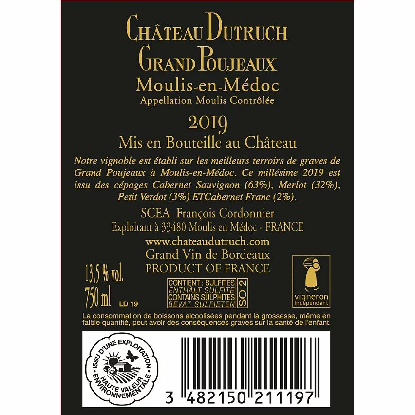 Meilleure affaire ???? Château Dutruch Grand Poujeaux, 2019 - Moulis ou Moulis-en-Médoc A.O.C. - Rouge - 75 cl ???? 4 Meilleure affaire ???? Château Dutruch Grand Poujeaux, 2019 - Moulis ou Moulis-en-Médoc A.O.C. - Rouge - 75 cl ???? – Image 2