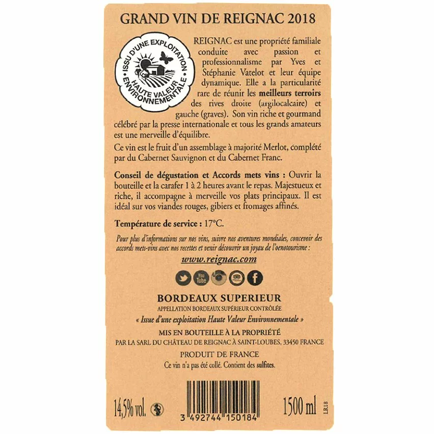 Tout neuf ???? Magnum Grand Vin De Reignac, 2018 - Bordeaux Supérieur AOP - Rouge - 1.5 L ⌛ 4 Tout neuf ???? Magnum Grand Vin De Reignac, 2018 - Bordeaux Supérieur AOP - Rouge - 1.5 L ⌛ – Image 2
