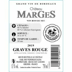Meilleure affaire ???? Château Margès, 2019 - Graves AOP - Rouge - 75 cl ???? 5 Meilleure affaire ???? Château Margès, 2019 - Graves AOP - Rouge - 75 cl ???? -Vins Rouges Soldes 3494791994117 2