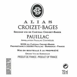 Offres ???? "Alias" Croizet-Bages, 2020 - Pauillac AOP - Rouge - 75 cl ⭐ 6 Offres ???? "Alias" Croizet-Bages, 2020 - Pauillac AOP - Rouge - 75 cl ⭐ -Vins Rouges Soldes 3495230320122 2