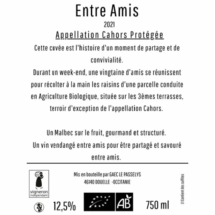 Remise ???? Entre Amis BIO, 2021 - Cahors AOP - Rouge - 75 cl ✨ 4 Remise ???? Entre Amis BIO, 2021 - Cahors AOP - Rouge - 75 cl ✨ – Image 2
