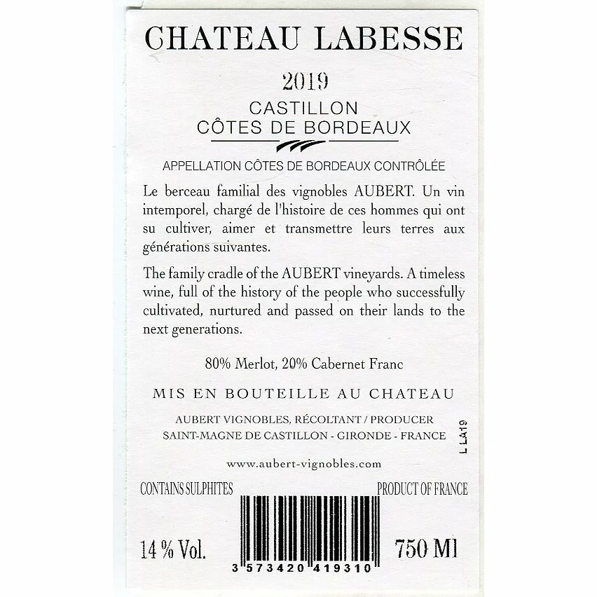 Offres ⭐ Château Labesse, 2019 - Cadillac Côtes de Bordeaux AOP - Rouge - 75 cl ???? 4 Offres ⭐ Château Labesse, 2019 - Cadillac Côtes de Bordeaux AOP - Rouge - 75 cl ???? – Image 2