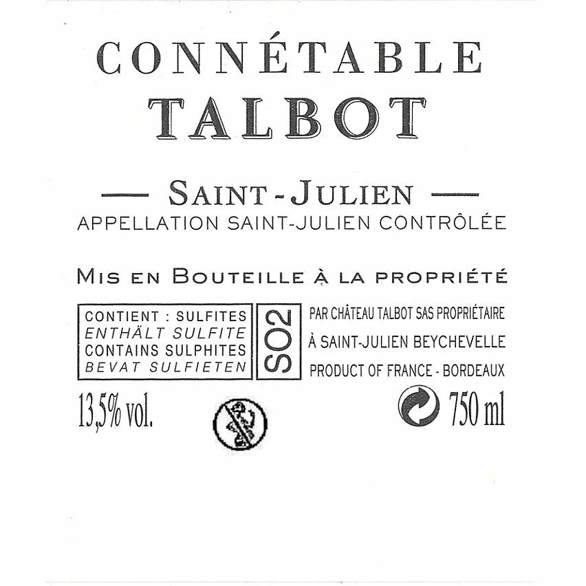 Offres ???? Connétable Talbot, 2020 - Saint-Julien AOP - Rouge - 75 cl ???? 4 Offres ???? Connétable Talbot, 2020 - Saint-Julien AOP - Rouge - 75 cl ???? – Image 2
