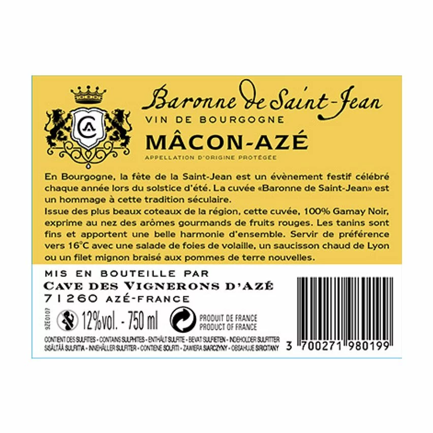 De gros ???? Baronne de Saint-Jean, 2021 - Mâcon-Azé AOP - Rouge - 75 cl ???? 6 De gros ???? Baronne de Saint-Jean, 2021 - Mâcon-Azé AOP - Rouge - 75 cl ???? – Image 4