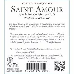 Meilleur prix ???? Christophe Coquard Les Cœurs de l'Amour, 2021 - Saint-Amour AOP - Rouge - 75 cl ???? -Vins Rouges Soldes 3700348012587 2