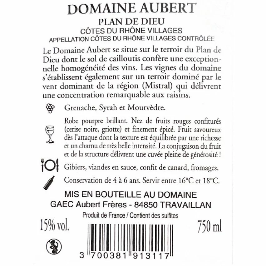 Sortie ???? Domaine Aubert, 2020 - Côtes du Rhône Villages Plan de Dieu AOP - Rouge - 75 cl ✔️ 4 Sortie ???? Domaine Aubert, 2020 - Côtes du Rhône Villages Plan de Dieu AOP - Rouge - 75 cl ✔️ – Image 2