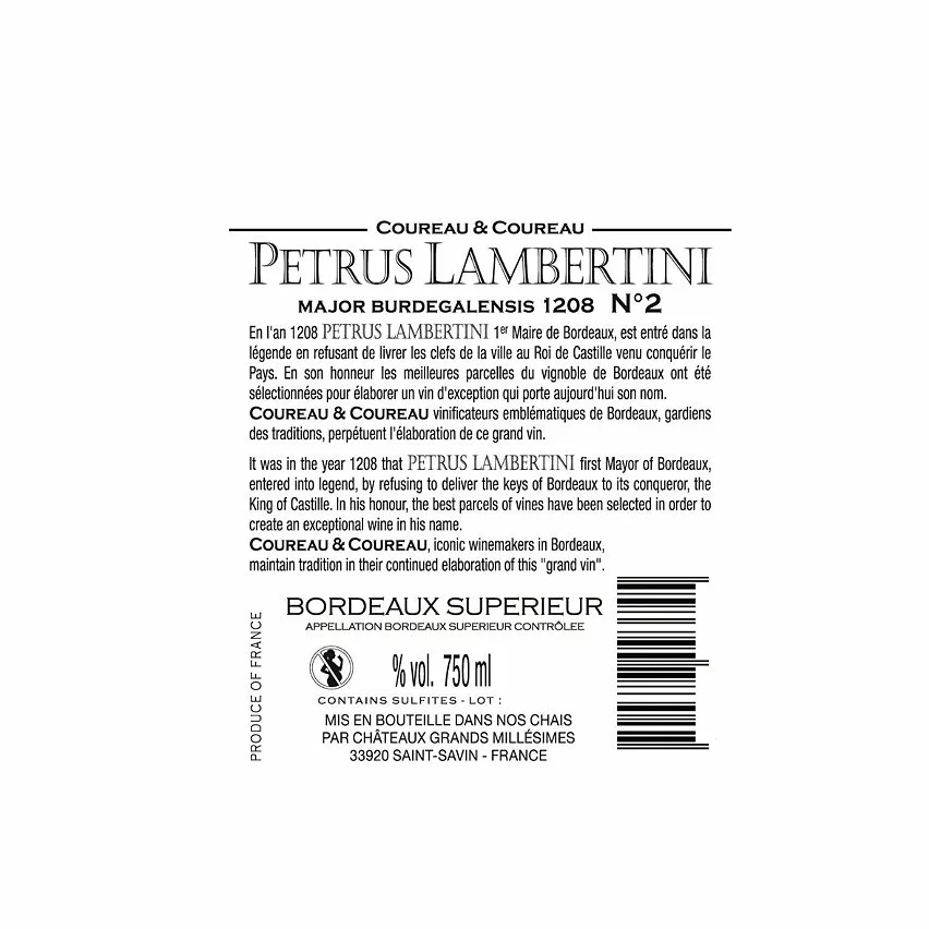 Sortie ???? Petrus Lambertini N°2, 2020 - Bordeaux Supérieur AOP - Rouge - 75 cl ???? 4 Sortie ???? Petrus Lambertini N°2, 2020 - Bordeaux Supérieur AOP - Rouge - 75 cl ???? – Image 2