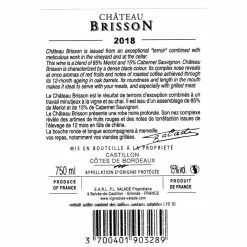 Nouveau ???? Château Brisson, 2018 - Castillon Côtes de Bordeaux AOP - Rouge - 75 cl ???? 5 Nouveau ???? Château Brisson, 2018 - Castillon Côtes de Bordeaux AOP - Rouge - 75 cl ???? -Vins Rouges Soldes 3700401903289 2