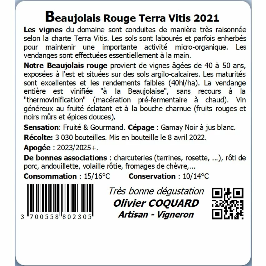 Coupon ???? Olivier Coquard, 2020 - Beaujolais AOP - Rouge - 75 cl ⭐ 4 Coupon ???? Olivier Coquard, 2020 - Beaujolais AOP - Rouge - 75 cl ⭐ – Image 2