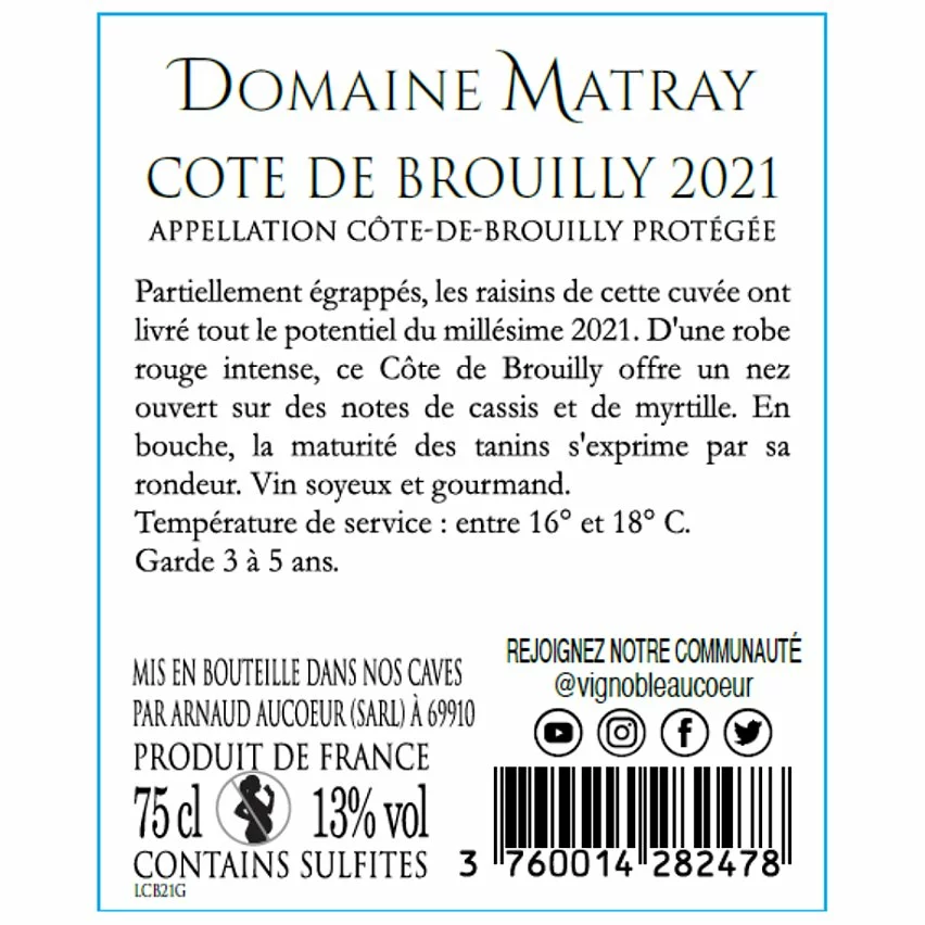 Remise ⌛ Domaine Matray Les Terres Bleues, 2021 - Côte de Brouilly AOP - Rouge - 75 cl ???? 4 Remise ⌛ Domaine Matray Les Terres Bleues, 2021 - Côte de Brouilly AOP - Rouge - 75 cl ???? – Image 2