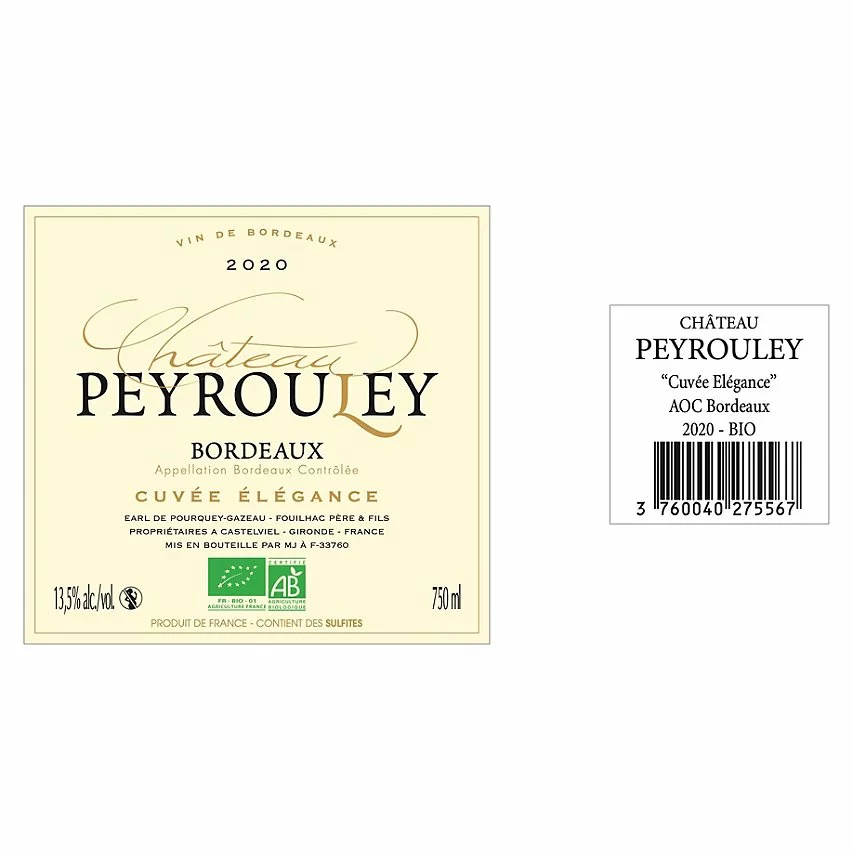 Le moins cher ???? Château Peyrouley Cuvée Elégance BIO, 2020 - Bordeaux AOC - Rouge - 75 cl ❤️ 4 Le moins cher ???? Château Peyrouley Cuvée Elégance BIO, 2020 - Bordeaux AOC - Rouge - 75 cl ❤️ – Image 2
