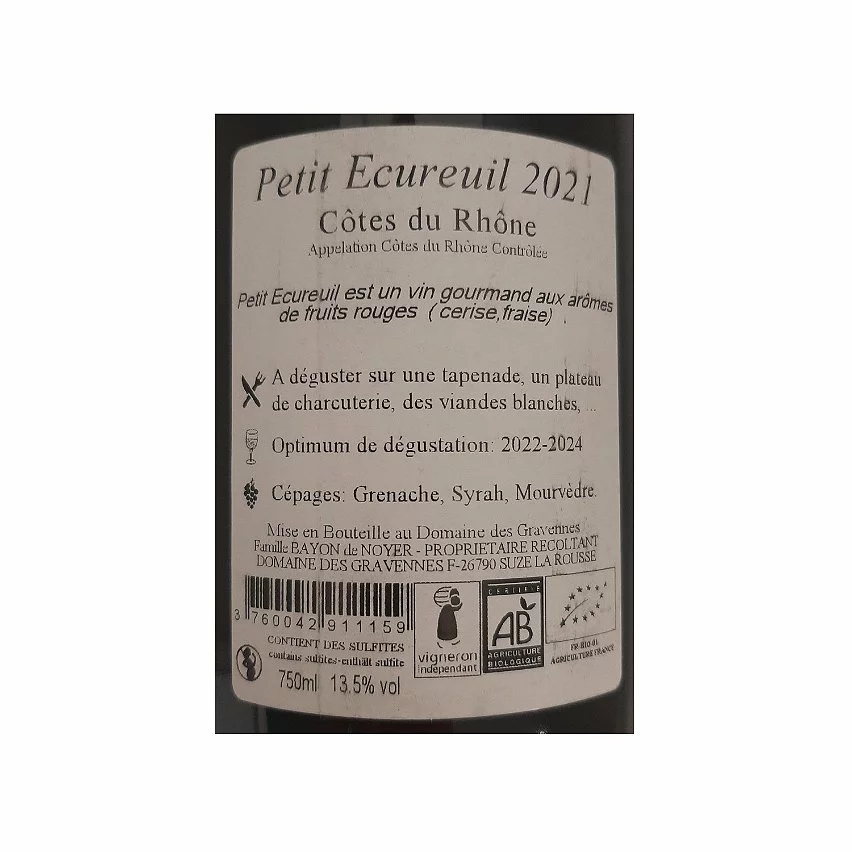 Budget ???? Domaine des Gravennes Petit Ecureuil BIO, 2020 - Côtes du Rhône AOP - Rouge - 75 cl ???? 4 Budget ???? Domaine des Gravennes Petit Ecureuil BIO, 2020 - Côtes du Rhône AOP - Rouge - 75 cl ???? – Image 2