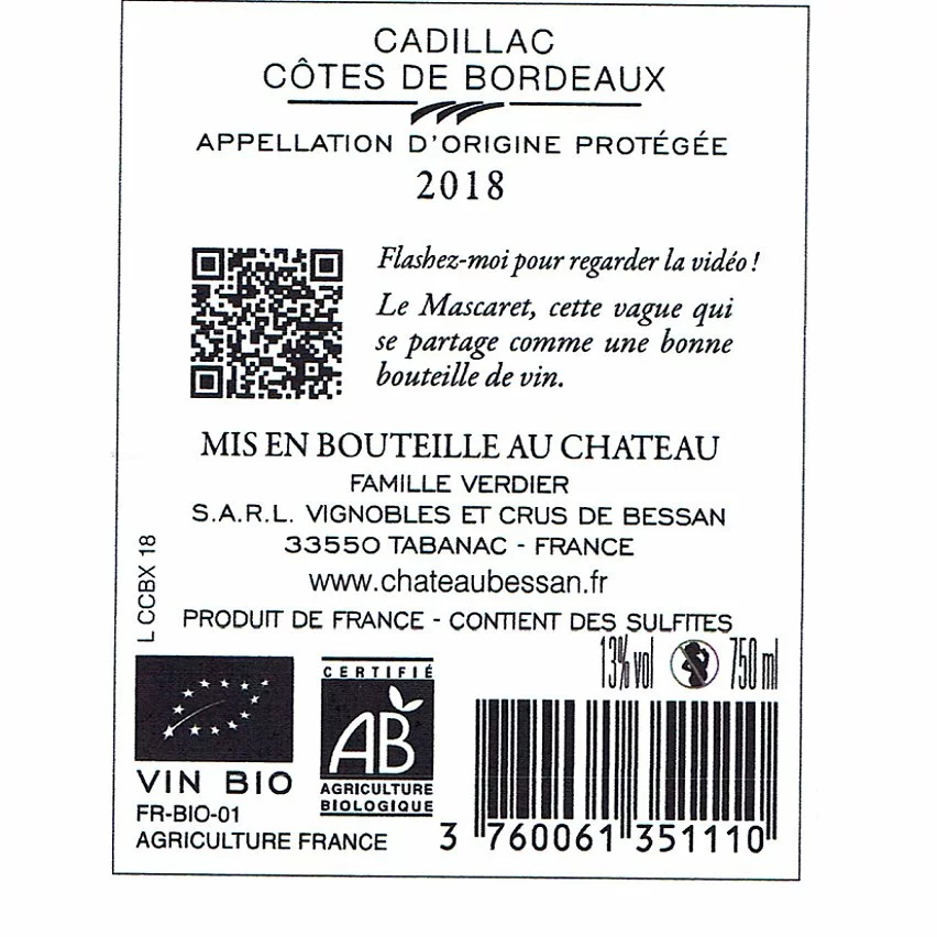 Acheter ⌛ Château Bessan Cuvée du Mascaret BIO, 2018 - Cadillac Côtes de Bordeaux AOP - Rouge - 75 cl ???? 4 Acheter ⌛ Château Bessan Cuvée du Mascaret BIO, 2018 - Cadillac Côtes de Bordeaux AOP - Rouge - 75 cl ???? – Image 2