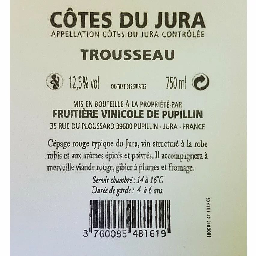 Meilleur prix ???? Fruitière Vinicole de Pupillin - Trousseau, 2019 - Côtes du Jura AOC - Rouge - 75 cl ???? 4 Meilleur prix ???? Fruitière Vinicole de Pupillin - Trousseau, 2019 - Côtes du Jura AOC - Rouge - 75 cl ???? – Image 2